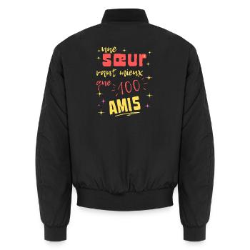 Eine Schwester ist besser als hundert Freunde - Unisex Bomberjacke - Schwarz - Hinten - AI Model Male 185 light (185cm)