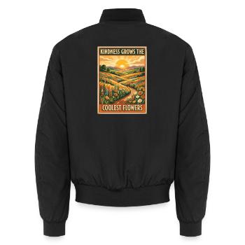 Kindness Grows The Coolest Flowers - Unisex Bomber Jacket - black - Back - AI Model Male 185 light (185cm)