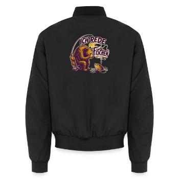 Ich rede mit Fischen – Angler Bär - Unisex Bomberjacke - Schwarz - Hinten - AI Model Male 185 light (185cm)