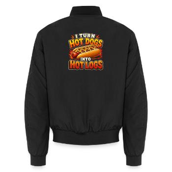 I turn hot dogs into hot logs (Funny - Unisex Bomber Jacket - black - Back - AI Model Male 185 light (185cm)