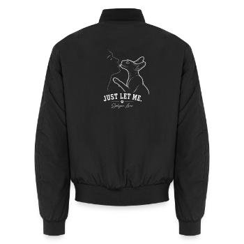 Sphynx Cat – Just Let Me - Unisex Bomber Jacket - black - Back - AI Model Male 185 light (185cm)