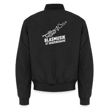 Blasmusik Herzensache – Trompete Musikant Design - Unisex Bomberjacke - Schwarz - Hinten - AI Model Male 185 light (185cm)
