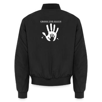 Gross und Klein – Handabdruck Familie Kinder Liebe - Unisex Bomberjacke - Schwarz - Hinten - AI Model Male 185 light (185cm)
