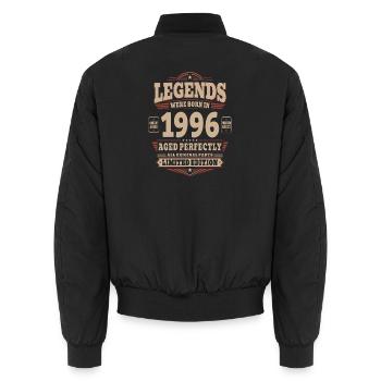 30th Birthday Gift Husband 1996 Vintage Retro - Unisex Bomber Jacket - black - Back - AI Model Male 185 light (185cm)