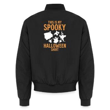 This is my Spooky Halloween Shirt Funny Halloween  - Unisex Bomberjacke - Schwarz - Hinten - AI Model Male 185 light (185cm)