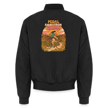 Treten Sie weg von Drama Retro Cycling - Unisex Bomberjacke - Schwarz - Hinten - AI Model Male 185 light (185cm)