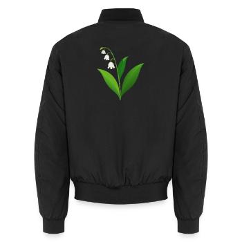 Maiglöckchen - Unisex Bomberjacke - Schwarz - Hinten - AI Model Male 185 light (185cm)