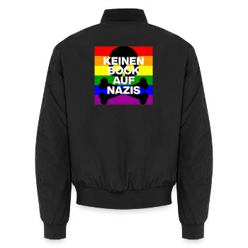 KEINEN BOCK AUF NAZIS, NO NZS, NO AFD, SKULL BLACK - Unisex Bomberjacke - Schwarz - Hinten - AI Model Male 185 light (185cm)