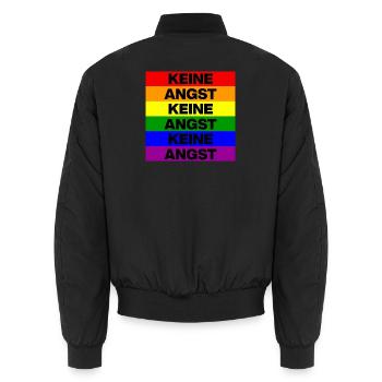 KEINE ANGST NIE WIEDER IST JETZT,  NO NZS, CSD - Unisex Bomberjacke - Schwarz - Hinten - AI Model Male 185 light (185cm)