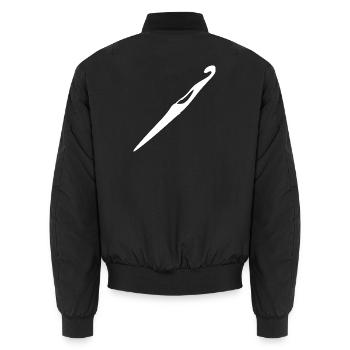 Crochet Crochet Hook Gift - Unisex Bomber Jacket - black - Back - AI Model Male 185 light (185cm)