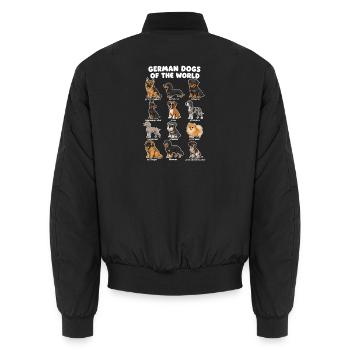 German Dog Breed Chart Cute - Unisex Bomber Jacket - black - Back - AI Model Male 185 light (185cm)