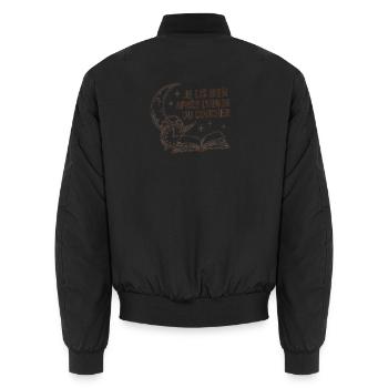 Je lis bien après l'heure du coucher - Livre - Bomber unisexe - noir - Dos - AI Model Male 185 light (185cm)