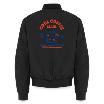 Coffee Club Coffee Lover Coworker Gift - Unisex Bomber Jacket - black - Back - AI Model Male 185 light (185cm)