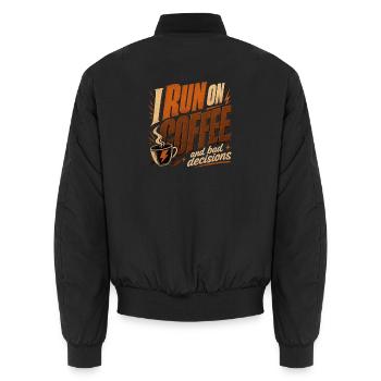 Kaffee und schlechte Ideen - Lustiges Kaffee Shirt - Unisex Bomberjacke - Schwarz - Hinten - AI Model Male 185 light (185cm)