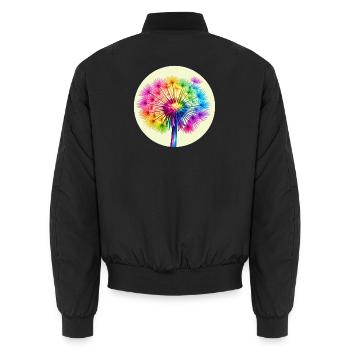 Regenbogen-Pusteblume  - Unisex Bomberjacke - Schwarz - Hinten - AI Model Male 185 light (185cm)