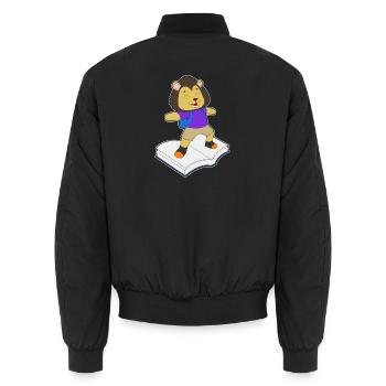 Lion Book - Unisex Bomber Jacket - black - Back - AI Model Male 185 light (185cm)