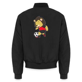 Lion Soccer Player Soccer - Unisex Bomber Jacket - black - Back - AI Model Male 185 light (185cm)