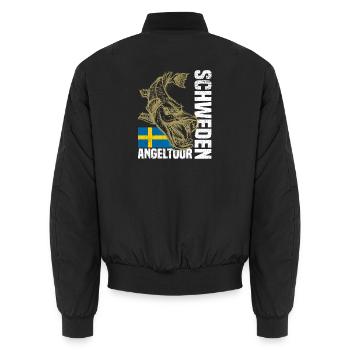 Sweden Fishing - Unisex Bomber Jacket - black - Back - AI Model Male 185 light (185cm)