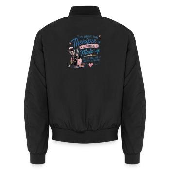 Ich brauche Make-up statt Therapie - Unisex Bomberjacke - Schwarz - Hinten - AI Model Male 185 light (185cm)