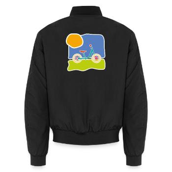 Buntes Kinderrad – Fahrt und Freiheit - Unisex Bomberjacke - Schwarz - Hinten - AI Model Male 185 light (185cm)