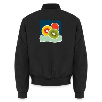 Colorful Kiwis – Fruity Pop Illustration - Unisex Bomber Jacket - black - Back - AI Model Male 185 light (185cm)