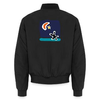 Mediterranean solidarity – Tribute to migrants - Unisex Bomber Jacket - black - Back - AI Model Male 185 light (185cm)