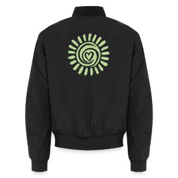 Sun Spiral Heart Green - Unisex Bomber Jacket - black - Back - AI Model Male 185 light (185cm)