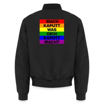 MACH KAPUTT WAS DICH KAPUTT MACHT, SCHWARZ - Unisex Bomberjacke - Schwarz - Hinten - AI Model Male 185 light (185cm)