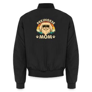 Stolze Pekingeser-Mutter – Peke-Hund-Mama-Besitzerin Schoßhund - Unisex Bomberjacke - Schwarz - Hinten - AI Model Male 185 light (185cm)