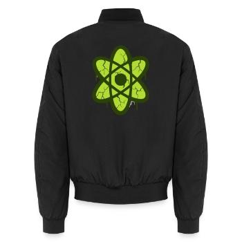 Atom Symbol Graffiti Logo - Unisex Bomber Jacket - black - Back - AI Model Male 185 light (185cm)
