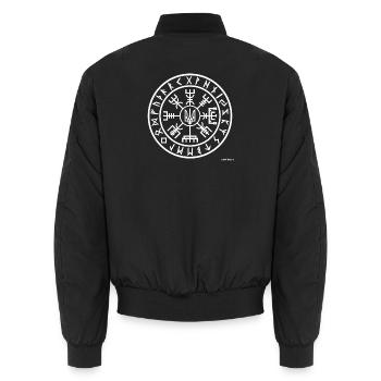 Ukraine Vegvisir - Viking Compass with a UA Tryzub - Unisex Bomber Jacket - black - Back - AI Model Male 185 light (185cm)