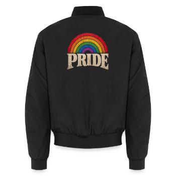 Pride Rainbow Gift for LGBTQ Community - Unisex Bomber Jacket - black - Back - AI Model Male 185 light (185cm)