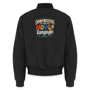les sous-entendus ne sont pas mon language - Bomber unisexe - noir - Dos - AI Model Male 185 light (185cm)