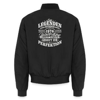 1976 Jahrgang geboren Geburtstag Vintage Geschenk - Unisex Bomberjacke - Schwarz - Hinten - AI Model Male 185 light (185cm)