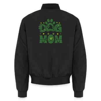 Dog Mom – Modern Pet Pride 🐾 - Unisex Bomber Jacket - black - Back - AI Model Male 185 light (185cm)