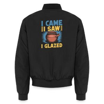 Gifts For Pottery Makers Came Saw Glazed Pottery - Unisex Bomber Jacket - black - Back - AI Model Male 185 light (185cm)