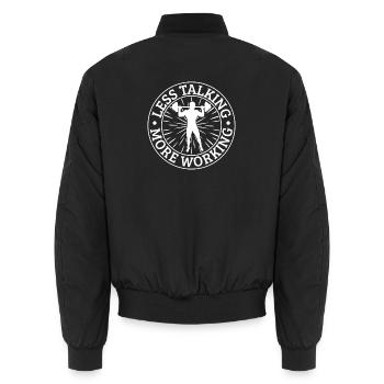 Powerlifting Bodybuilder More Working Gym Gift - Unisex Bomber Jacket - black - Back - AI Model Male 185 light (185cm)