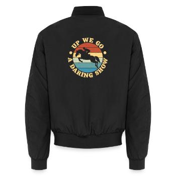 Hobby Horse Rider Up We Go English Riding Horse - Unisex Bomber Jacket - black - Back - AI Model Male 185 light (185cm)
