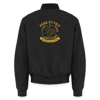 Père Et Fils Complices Pour La Vie - Bomber unisexe - noir - Dos - AI Model Male 185 light (185cm)