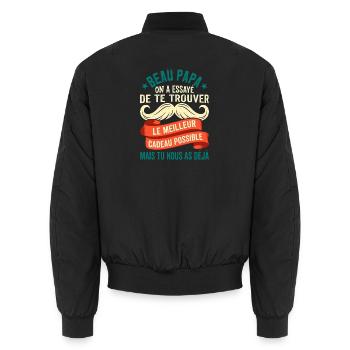 Cadeau Humour Beau Papa Rétro - Bomber unisexe - noir - Dos - AI Model Male 185 light (185cm)