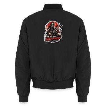 Music Destiny Gitarrenkraft - Unisex Bomberjacke - Schwarz - Hinten - AI Model Male 185 light (185cm)