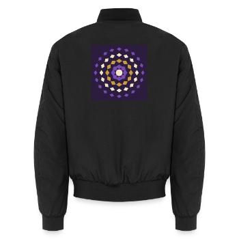 Golden purple mandala on night background - Unisex Bomber Jacket - black - Back - AI Model Male 185 light (185cm)