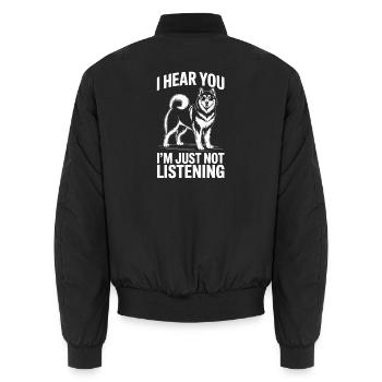 Alaskan Malamute Sayings Alaskan Malamute Gift - Unisex Bomber Jacket - black - Back - AI Model Male 185 light (185cm)