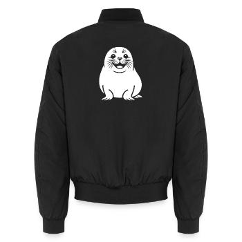 Cute seal silhouette - Unisex Bomber Jacket - black - Back - AI Model Male 185 light (185cm)