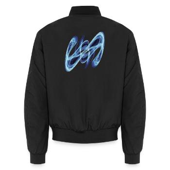 Blue Glow – Fractal Art - Unisex Bomber Jacket - black - Back - AI Model Male 185 light (185cm)