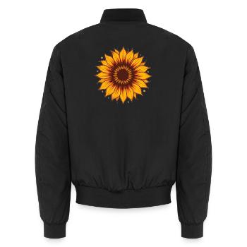 Sunflower Fire Colors Pattern - Unisex Bomber Jacket - black - Back - AI Model Male 185 light (185cm)