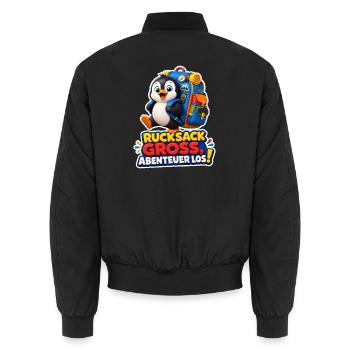 Pinguin Rucksack groß Abenteuer los Reise Humor - Unisex Bomberjacke - Schwarz - Hinten - AI Model Male 185 light (185cm)