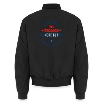 70th Birthday Devil - Unisex Bomber Jacket - black - Back - AI Model Male 185 light (185cm)