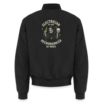 Electrician Necromancer - Unisex Bomber Jacket - black - Back - AI Model Male 185 light (185cm)