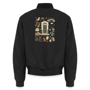 Dublin | Harp, Coast & Shamrock - Unisex Bomber Jacket - black - Back - AI Model Male 185 light (185cm)
